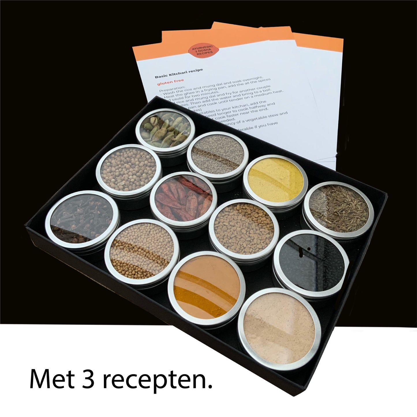 ayurvedische kruiden en 3 recepten in een mooie geschenkdoos, ayurveda kruiden kopen